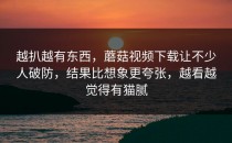 越扒越有东西，蘑菇视频下载让不少人破防，结果比想象更夸张，越看越觉得有猫腻